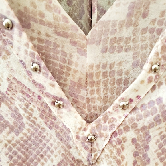 WHBM Embellished Neck Soft Blouson Dress Snake-00P - Picture 5 of 9